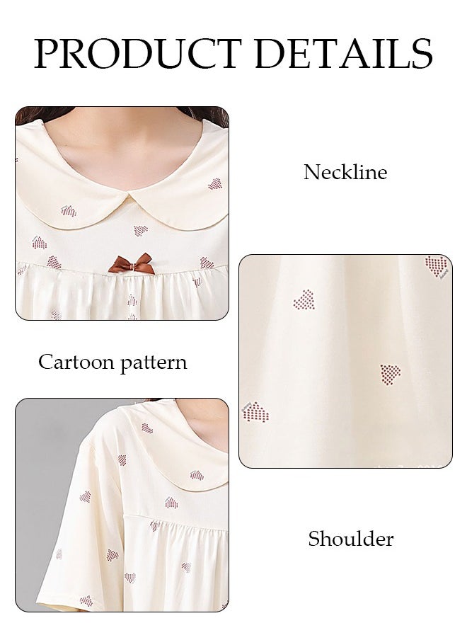 DUNISO - Women's 2pcs Pajama Set Short Sleeve Nightgown Sleepwear Breathable Loungewear Girls Comfortable Round Neck Nightwear Summer Home Wear - Image 1
