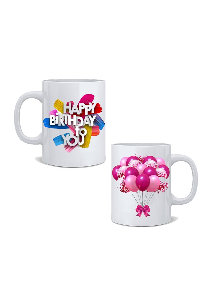 Service Zone Digital Art Personalized Printed Pink Balloon Happy Birthday Mug - Image 1