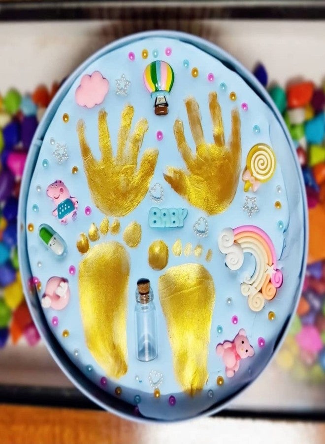 FYCAN Clay Handprint and Footprint Kit | Round | Lights | Newborn | Baby Boy/Girl | BabyShower Gift for Mom to be | Baby Naming | Baby Welcoming | First Birthday Gift | Memorable Keepsake - Image 5