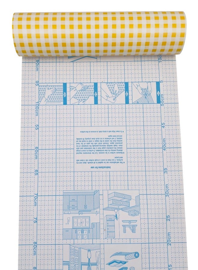 Yifasy Shelf Liner Yellow Grids Self-Adhesive Drawer Shelving Paper Line Study Desk Storage Cabinets 118x17.7 Inch - Image 5