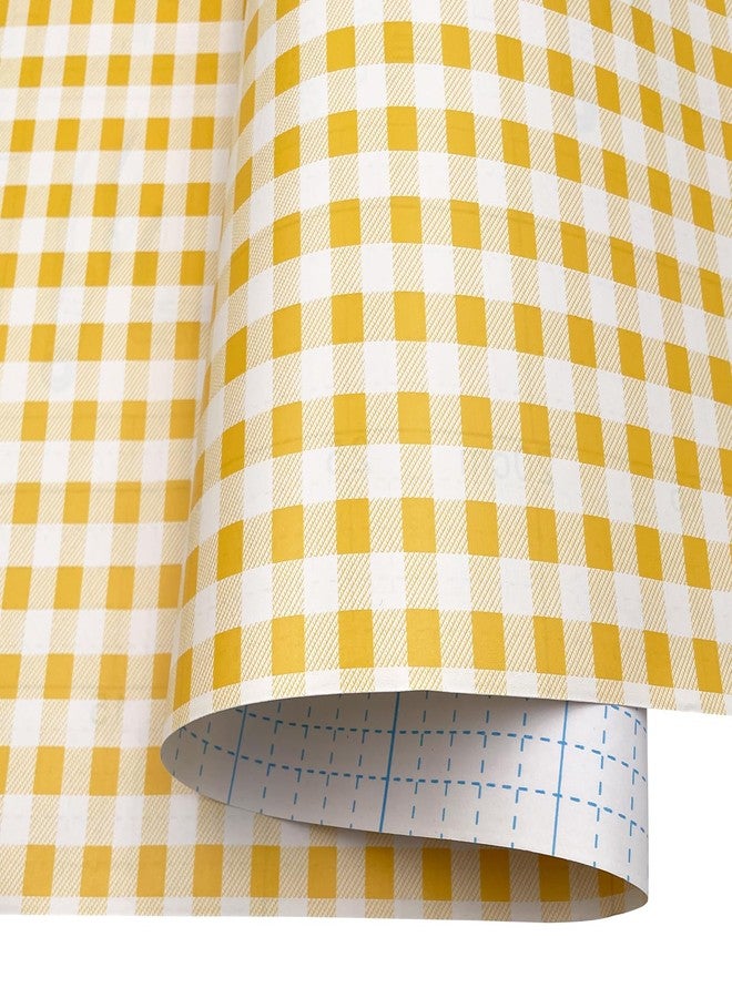 Yifasy Shelf Liner Yellow Grids Self-Adhesive Drawer Shelving Paper Line Study Desk Storage Cabinets 118x17.7 Inch - Image 4