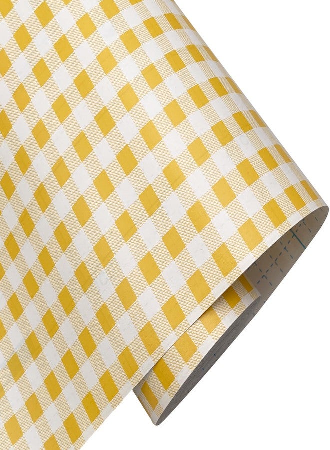 Yifasy Shelf Liner Yellow Grids Self-Adhesive Drawer Shelving Paper Line Study Desk Storage Cabinets 118x17.7 Inch - Image 1