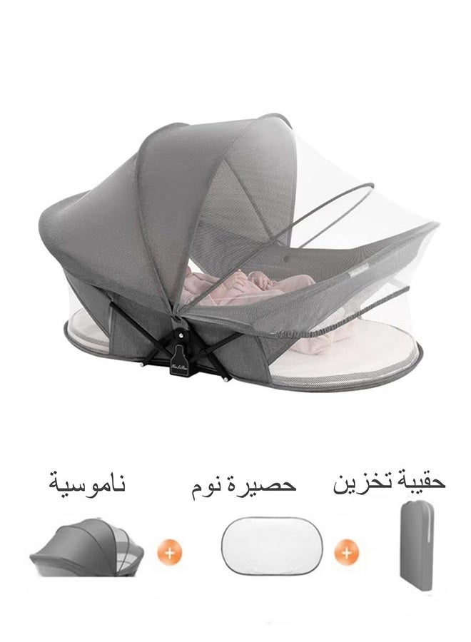Beauenty Travel Bassinet Portable Baby Bed，for Newborn InfantsFolding Bassinet in Bed Mini Crib Breathable Travel Bed Quick Fold Newborn Infant Sleeper with Mosquito Net and Travel Bag (Gray) - Image 2