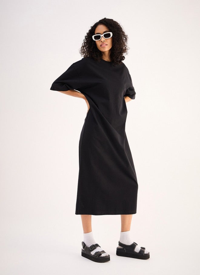 ساسافراس فستان ميدي أسود واسع للنساء - Image 5