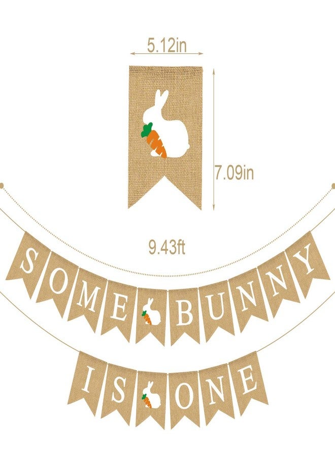 Rainlemon Jute Burlap Some Bunny Is One Banner Easter Spring Boy Girl 1st Birthday Party Decoration Supply - Image 4