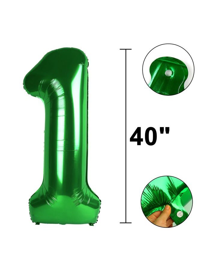 Kelfuoya 40 Inch Balloon Green 1 Number Balloons Giant Jumbo Number 1 Foil Mylar Balloons for Boys Girls 1st Birthday Party Supplies 10 11 21 100 Anniversary Events Decorations - Image 2