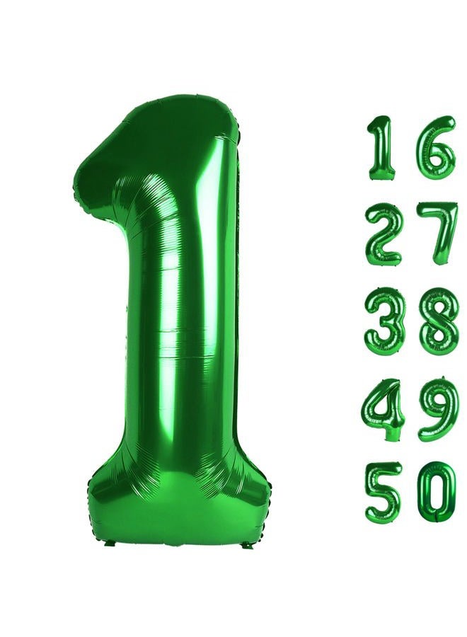 Kelfuoya 40 Inch Balloon Green 1 Number Balloons Giant Jumbo Number 1 Foil Mylar Balloons for Boys Girls 1st Birthday Party Supplies 10 11 21 100 Anniversary Events Decorations - Image 1