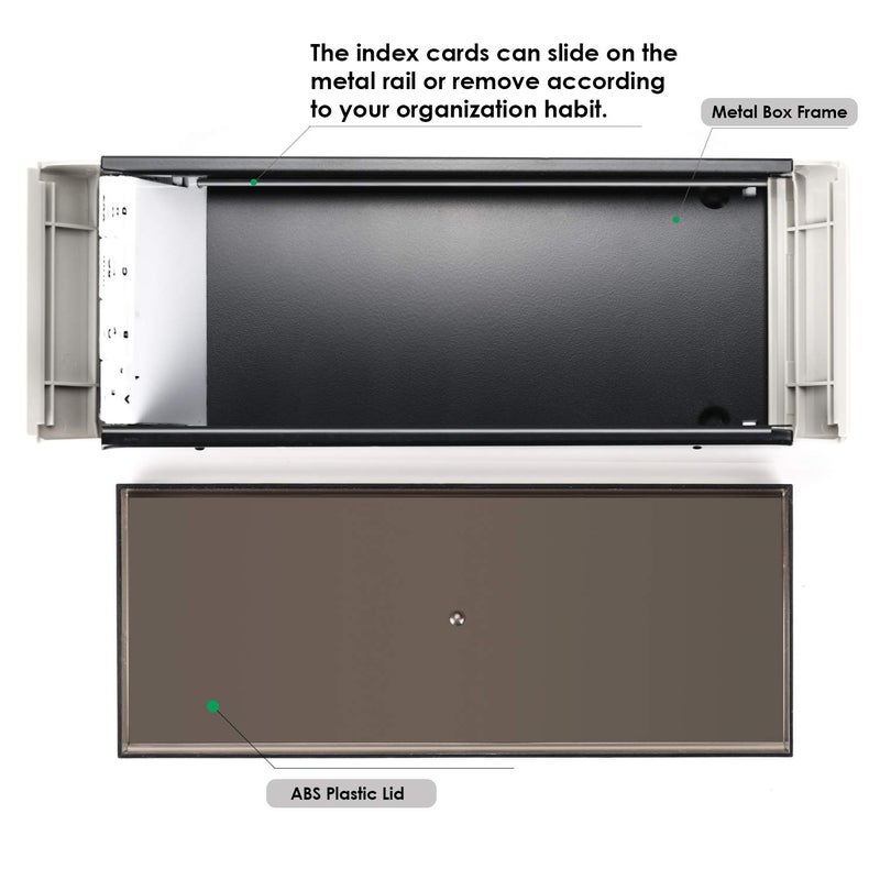 MaxGear Business Card Holder for Desk, Large Plastic Business Card Organizer Box, Credit Cards Holder File Box Storage, Capacity: 800 Cards (3.5â€ x 2.2â€), A-Z Tabs, Metal Structure, Black - Image 5