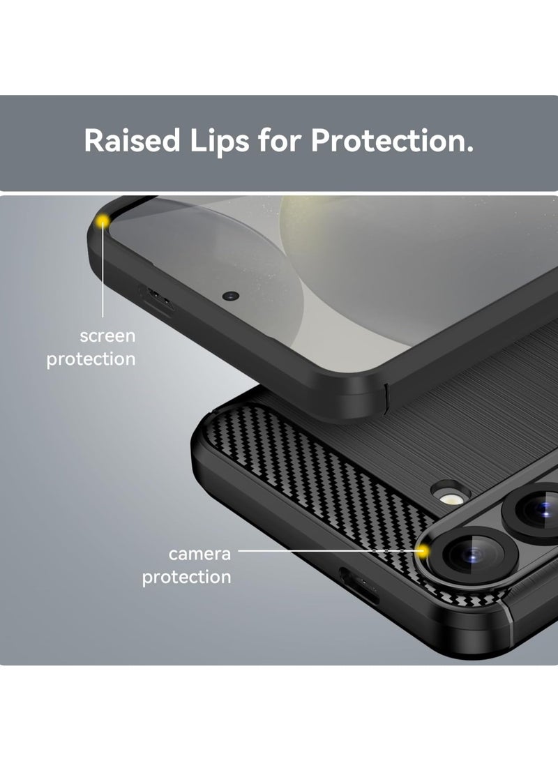 عام غلاف واقي متوافق مع Samsung Galaxy S25+، 【مقاوم للخدوش】 بتصميم نسيج مشطوف، غلاف واقي مرن من مادة TPU، ويشمل 【قطعتين】 من حامي الشاشة. - Image 5