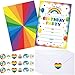 Pajean 30 Pack Rainbow Birthday Party Invitations for Boys Girls Kids Birthday Invitations with 30 White Envelopes and 30 Seal Stickers Labels Rainbow Party Decorations Supplies Cards - Image 3