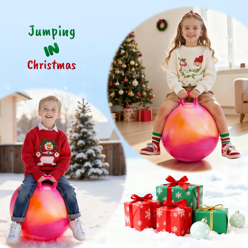 ZOOJOY Hopper Ball for Kids, 18In Bouncy Ball with Handle, Orange Clouds Girls Toys for Indoor Outdoor Active Play, Best Inflatable Balance Hopping Toys for Girls Boys Gifts 3 4 5 6 7 8 9 Yr Old - Image 4