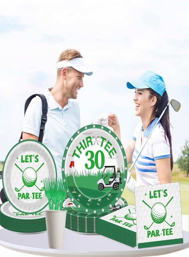 ojustbeok 96 Pcs Golf 30th Birthday Party Decorations Golf Theme Tableware Set Golf Thir-Tee Plates Napkins Forks for Let's Par-Tee Men Women Birthday Dinnerware Green Sports Party Supplies 24 Guests - Image 5