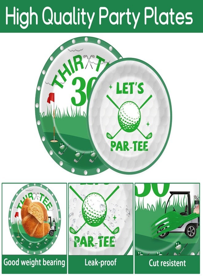 ojustbeok 96 Pcs Golf 30th Birthday Party Decorations Golf Theme Tableware Set Golf Thir-Tee Plates Napkins Forks for Let's Par-Tee Men Women Birthday Dinnerware Green Sports Party Supplies 24 Guests - Image 3