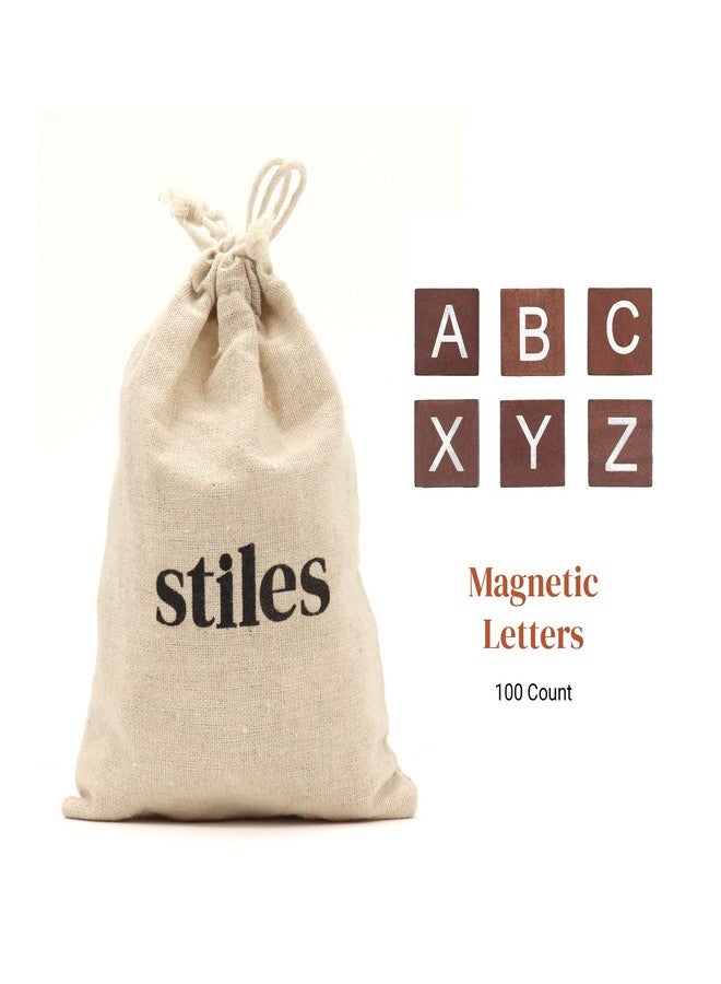 Stiles 100 Piece Wooden Magnetic Letter Tiles - Walnut Alphabet Magnets for Whiteboard, Fridge, or Magnetic Letter Board - Image 2