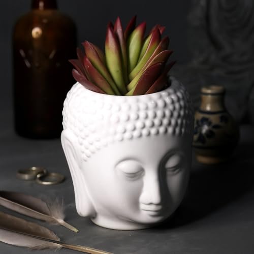 Brahmz Ceramic Planters, Table Top Indoor Planter Pot White Ceramic Planter for Indoor Plants and Succulents Pot (Small) - Image 1