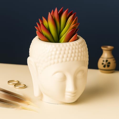 Brahmz Ceramic Planters, Table Top Indoor Planter Pot White Ceramic Planter for Indoor Plants and Succulents Pot (Small) - Image 5