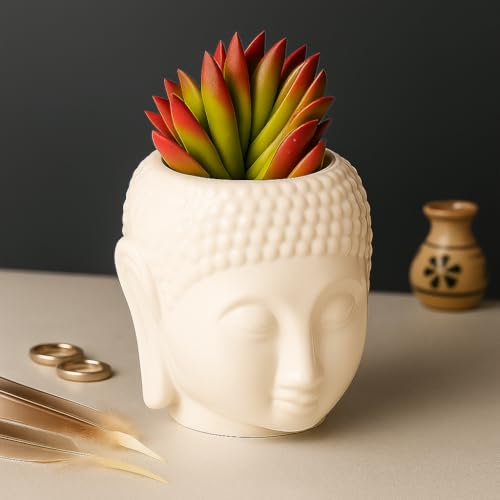 Brahmz Ceramic Planters, Table Top Indoor Planter Pot White Ceramic Planter for Indoor Plants and Succulents Pot (Small) - Image 2