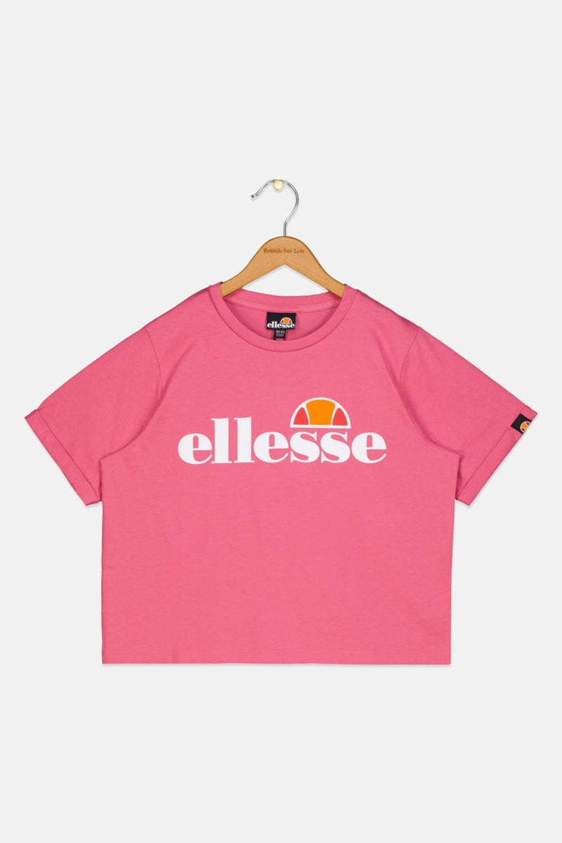 Ellesse Kids Girl Sportswear Fit Short Sleeve Outdoor Crop T-Shirt, Pink - Image 1