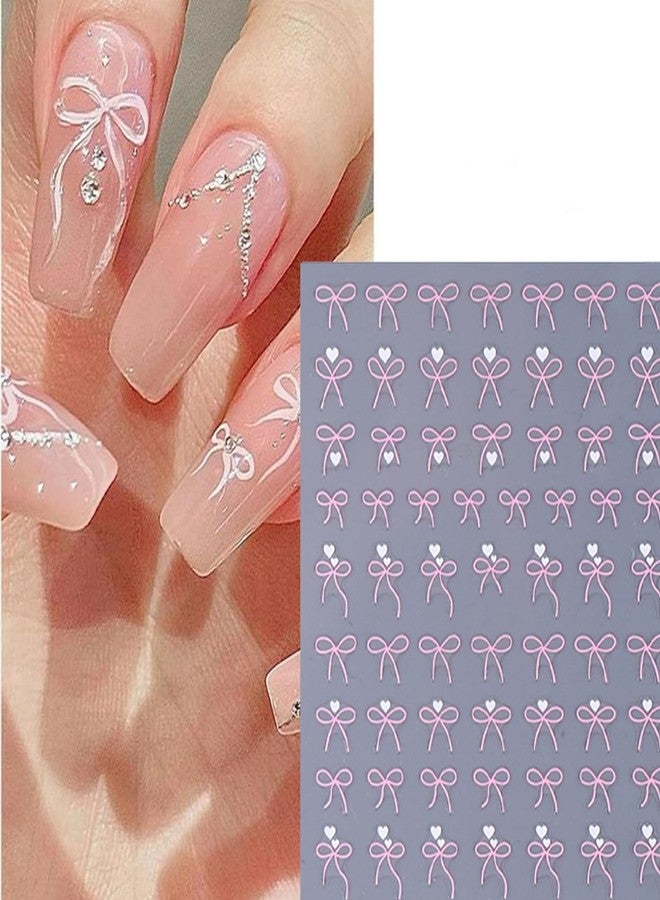 BYJKYEN Bow Heart Nail Stickers for Nails Art 3D Self-Adhesive Pink Black Bows Heart Love Nail Decals Summer Nail Sticker DIY Manicure Decoration Charms for Women and Girls 8 Sheets - Image 4
