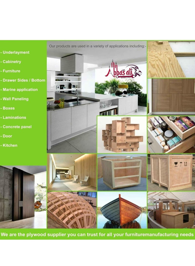 ABBASALI Waterproof Marine Ply Wood Sheet Furniture Board Brown for Multi Purpose DIY Works 60cm X 80cm Pack of 6 Pieces With Gloves, Goggle, 10Pcs Facemask & Saw (18mm)  - Image 2