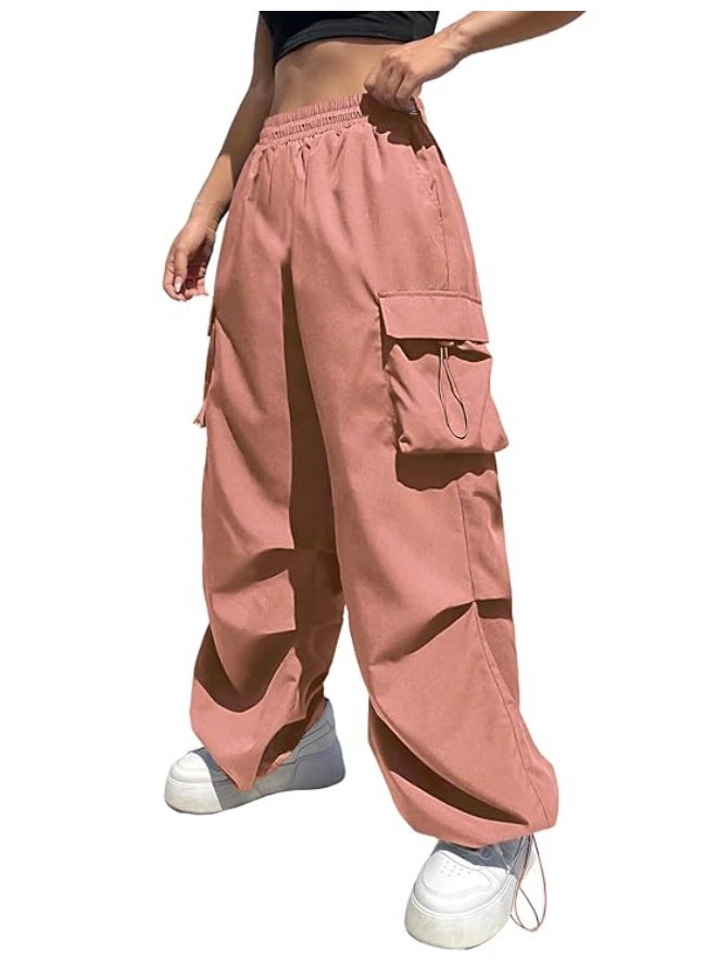 GRECIILOOKS Women's Cargo Pants|Trousers |High Waist Poly-Cotton Trouser |Flared Pants with Side Pockets | Cargo Pant|Elegant for College & Events - Image 1