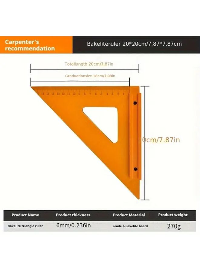 7.87 Inch Thickened High Precision Protractor With Clear Digital Scale Multi Functional Measuring Tool - Image 2