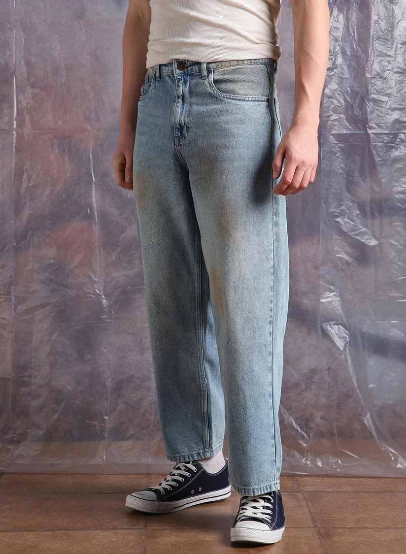Hubberholme  Men's Indigo 100% Cotton Washed Regular Length Baggy Jeans for Men | Best Price UAE