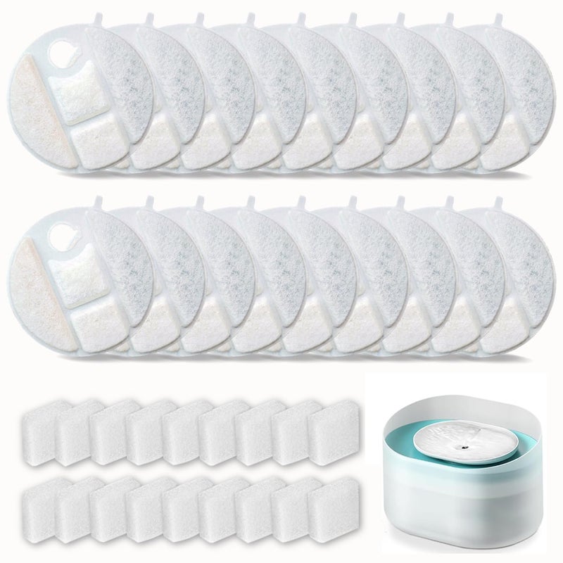 OUPUSES 18 Pack Dog Water Fountain Replacement Filters for Petlibro Capsule Dog Fountain PLWF008,Dog Water Fountain Filter with Replacement Pre-Filter Pump Sponges. (18) - Image 1