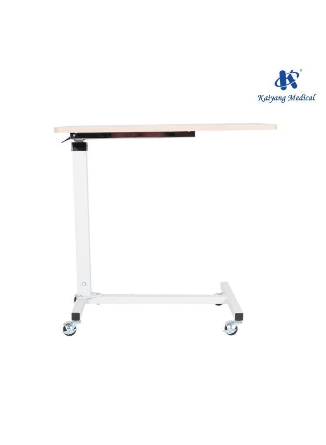 Kaiyang KY-E2 Overbed Sickness Table, Height Adjustable Hydraulically (65-110 cm) with Wheels - Wooden Surface 80×48 cm for Home and Hospitals. - Image 5
