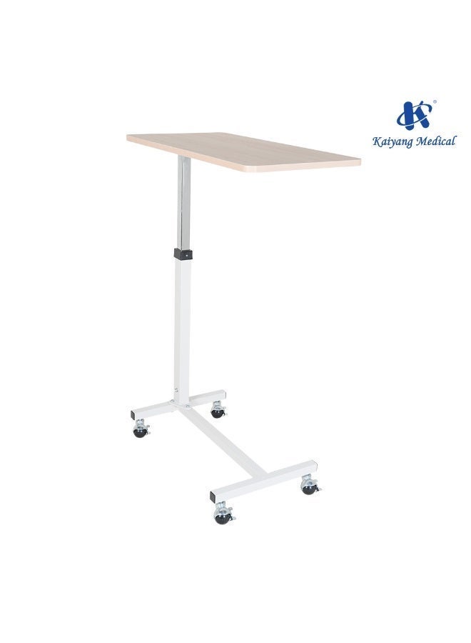 Kaiyang KY-E2 Overbed Sickness Table, Height Adjustable Hydraulically (65-110 cm) with Wheels - Wooden Surface 80×48 cm for Home and Hospitals. - Image 3