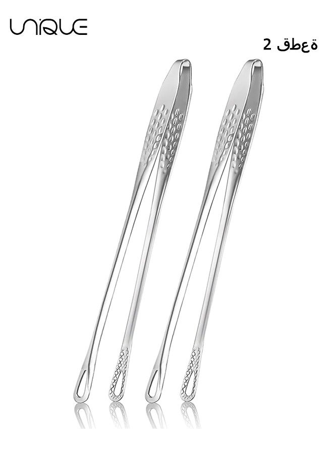 Unique 2 Pcs Food Tongs, Stainless Steel Tongs Cooking Tongs Kitchen Tongs Bread Toaster Tongs Grill Barbecue Tongs For Cooking Serving Anti-Heat Bread Clip (11 Inch) - Image 1