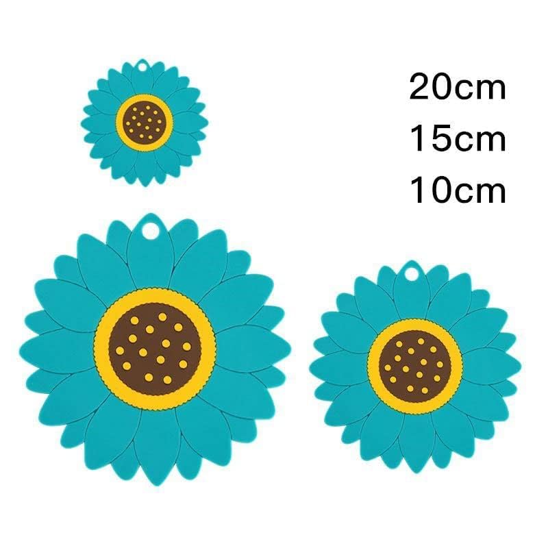 Clovis Silicone Trivet Mat, PVC Sunflower Hot Pot Holder Hot Pads for Table and Countertop, Soft Rubber Multi-Use Trivets for Pots & Hot Dish, Non Slip Coasters (Random, Set of 3) - Image 5