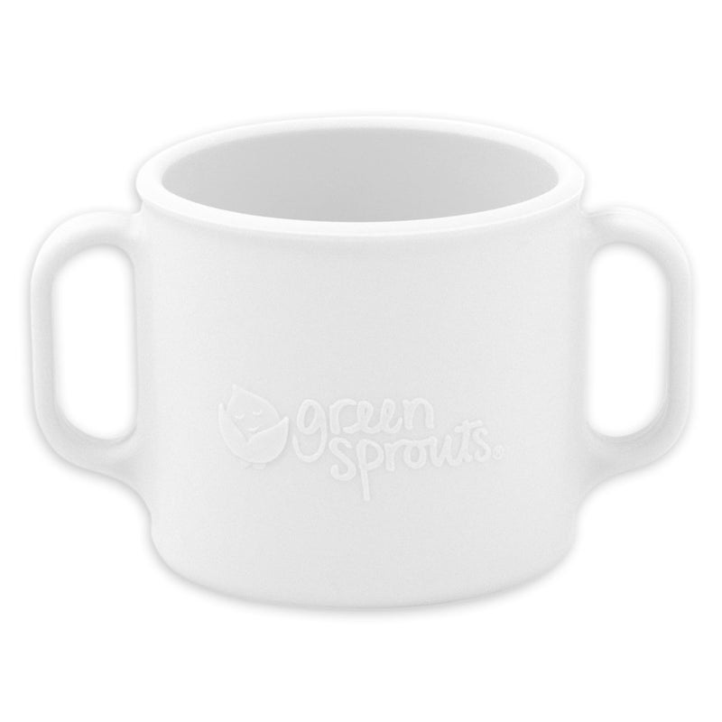 green sprouts Learning Cup | Silicone Helps Avoid Harmful Chemicals | Helps Toddler Develop Independent Drinking Skills, 2 Easy-Grip Handles, Heat-Resistant, Dishwasher Safe, White - Image 1