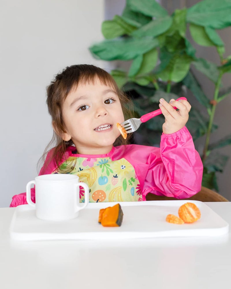 green sprouts Learning Cup | Silicone Helps Avoid Harmful Chemicals | Helps Toddler Develop Independent Drinking Skills, 2 Easy-Grip Handles, Heat-Resistant, Dishwasher Safe, White - Image 3