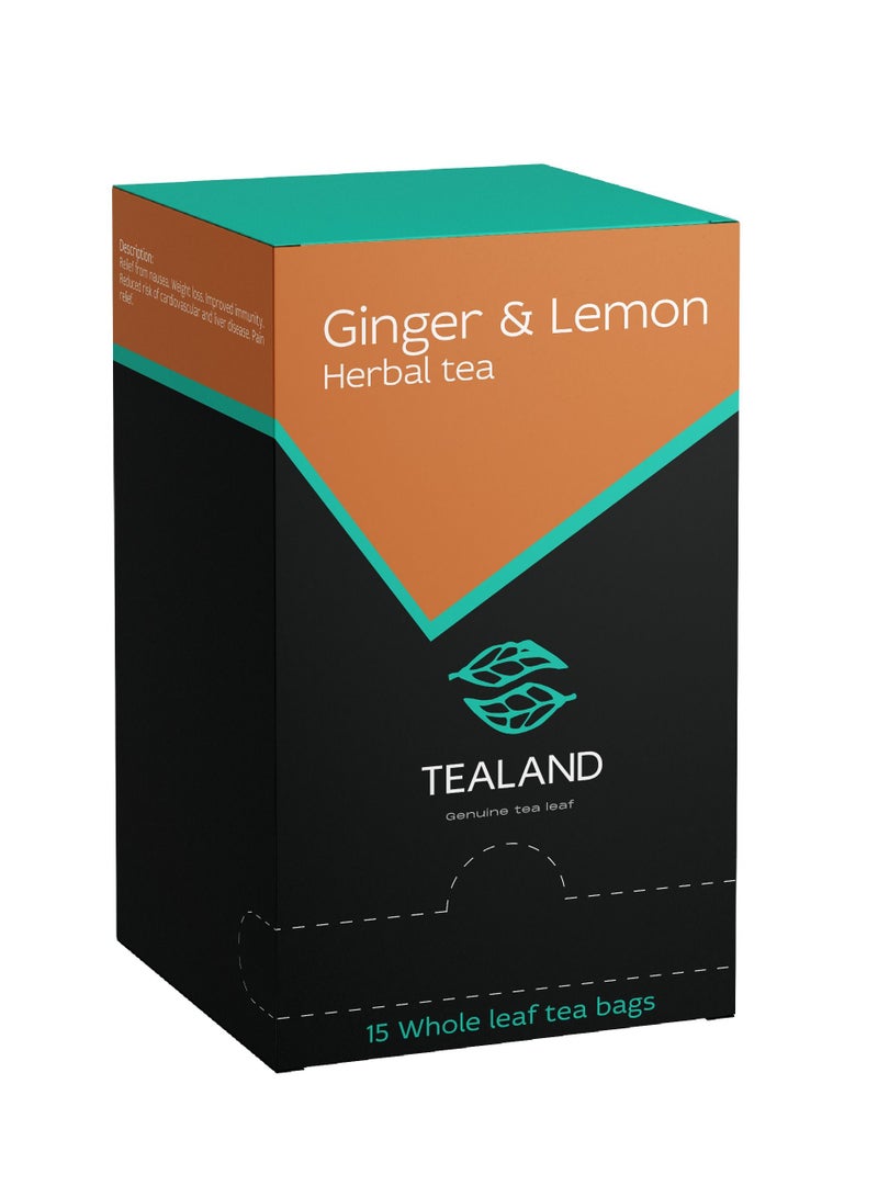 تيلاند 15 Sachet Box Ginger and Lemon Malty 100% Natural Ingredients Antioxidants Rich Helps Destress Soothing & Calming Tisane - Image 1