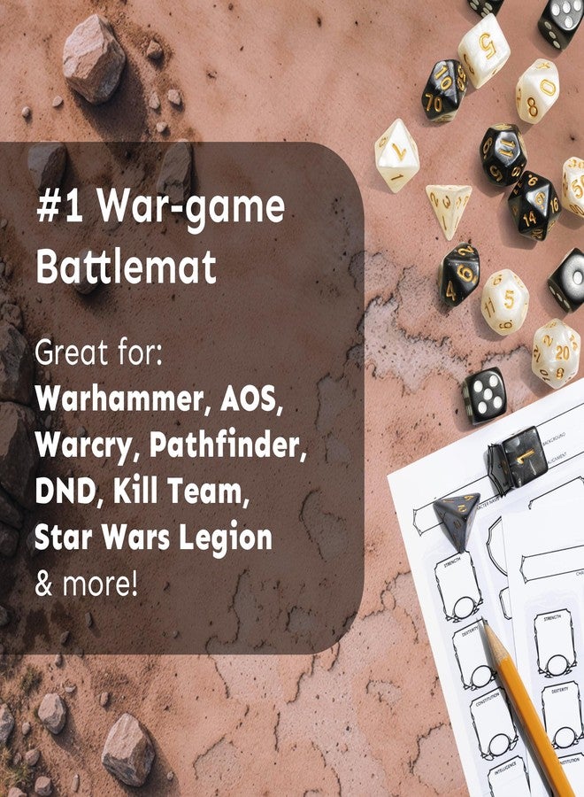 Feltectors Foldable Battle Mat for Tabletop RPG 36x72 in - Dry Erase, Waterproof Grid Map Board with Terrain Artwork with Storage Bag Compatible with D&D, Pathfinder,Roleplaying Games (Sandy Wasteland Map) - Image 4