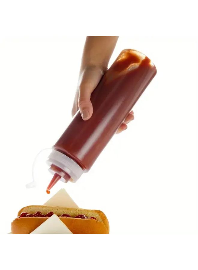 5 زجاجات ضغط بلاستيكية خالية من مادة BPA مع فوهات مدببة للصلصات والتوابل والكاتشب والخردل والمايونيز، جسم شفاف، مادة سهلة التنظيف، يُغسل يدويًا فقط. - Image 2