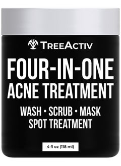TreeActiv Four-In-One Acne Treatment, Exfoliating Sulfur Acne Face Wash, Bentonite Clay Face Mask & Acne Spot Treatment, Pore Clarifying Facial Scrub For Adult, Teens, Women, & Men, 250+ Treatments  - Image 1