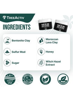 TreeActiv Four-In-One Acne Treatment, Exfoliating Sulfur Acne Face Wash, Bentonite Clay Face Mask & Acne Spot Treatment, Pore Clarifying Facial Scrub For Adult, Teens, Women, & Men, 250+ Treatments  - Image 4
