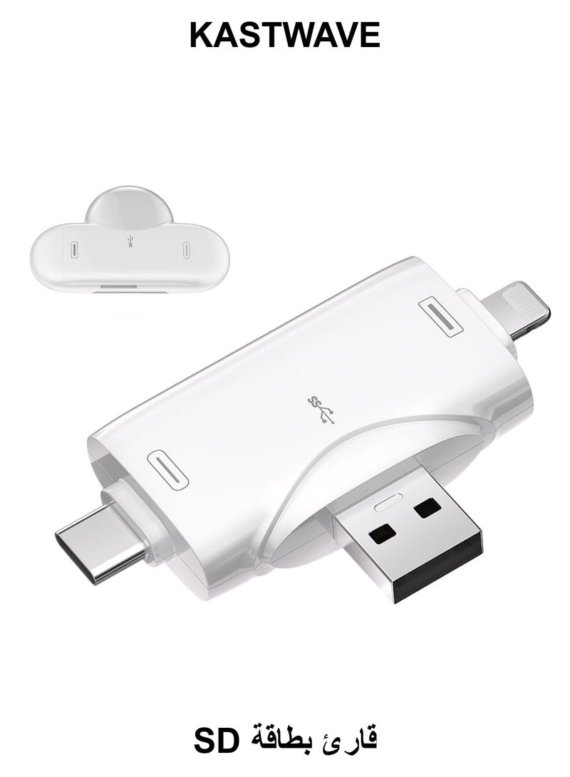 KASTWAVE 3-in-1 SD Card Reader for iPhone/i Pad Android USB-C Mac PC Camera, High-Speed Portable Micro SD Card Adapte,Computer Memory Card Reader Viewer Compatible for TF and SD Card - Image 1