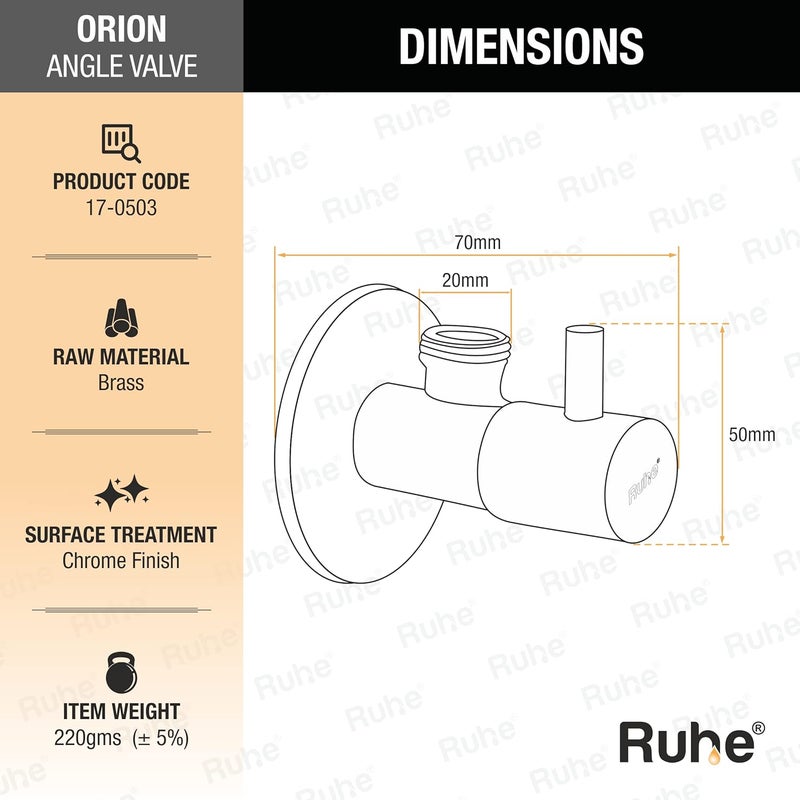 Ruhe® Angle Valve | Orion Brass Angle Valve with Wall Flange (Chrome Finish) | (Pack of 4) - Image 3