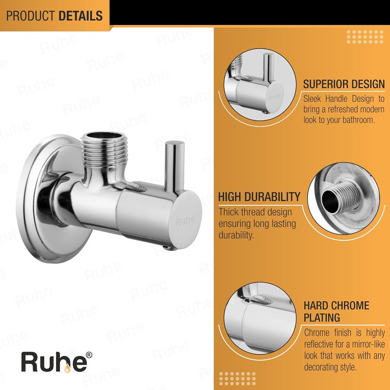 Ruhe® Angle Valve | Orion Brass Angle Valve with Wall Flange (Chrome Finish) | (Pack of 4) - Image 4