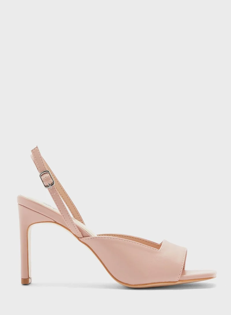 Ginger Square Toe Sling Back Block Heel Sandal