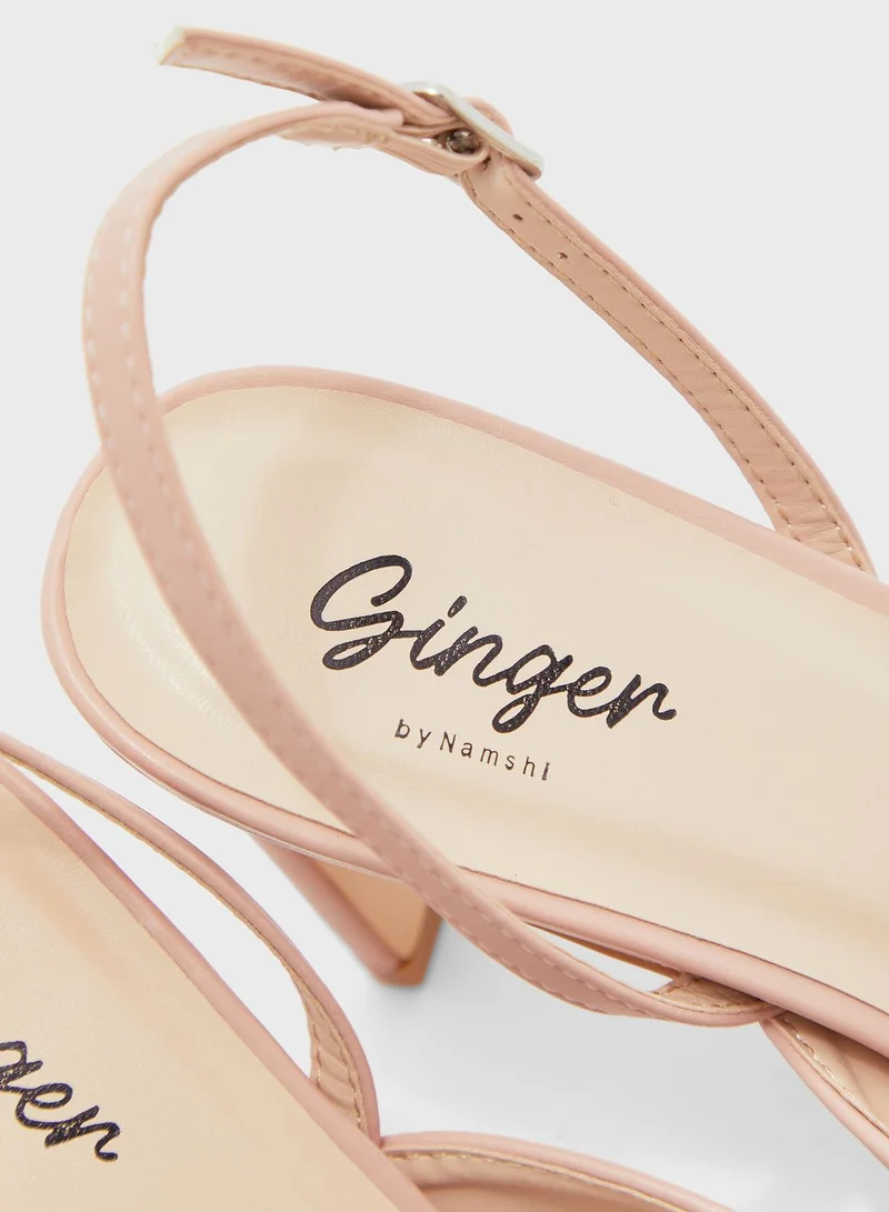 Ginger Square Toe Sling Back Block Heel Sandal
