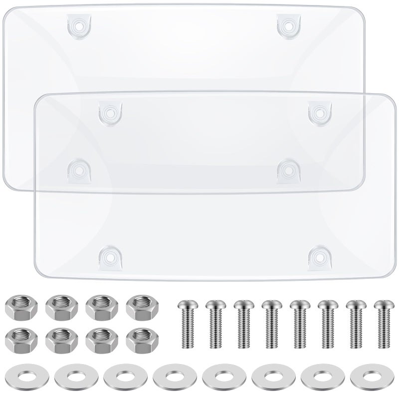Datanly 2 Pack Clear License Plate Covers Unbreakable Novelty Licenses Plate Protector 122x63 Novelty Clear Bubble Protector License Plates Frame for Car Tag Front and Back with Fastening Screws - Image 3