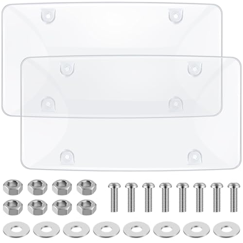 Datanly 2 Pack Clear License Plate Covers Unbreakable Novelty Licenses Plate Protector 122x63 Novelty Clear Bubble Protector License Plates Frame for Car Tag Front and Back with Fastening Screws - Image 1