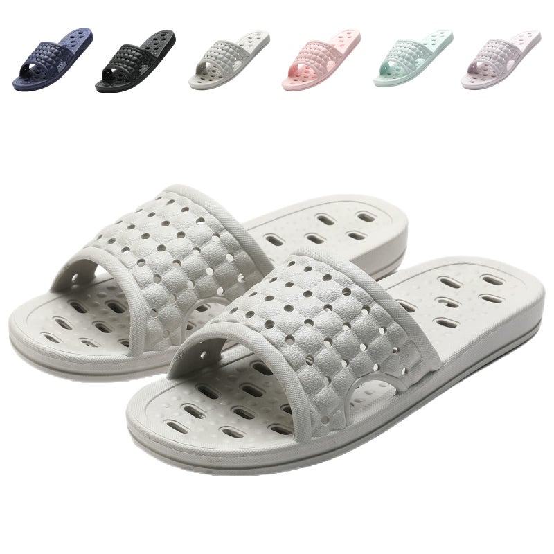 COZYAREA Shower Shoes Quick Dry Non-Slip Bathroom Slippers for Men Women Dorm Home Slides Grey Size 9.5-10 Women/8.5-9 Men - Image 1