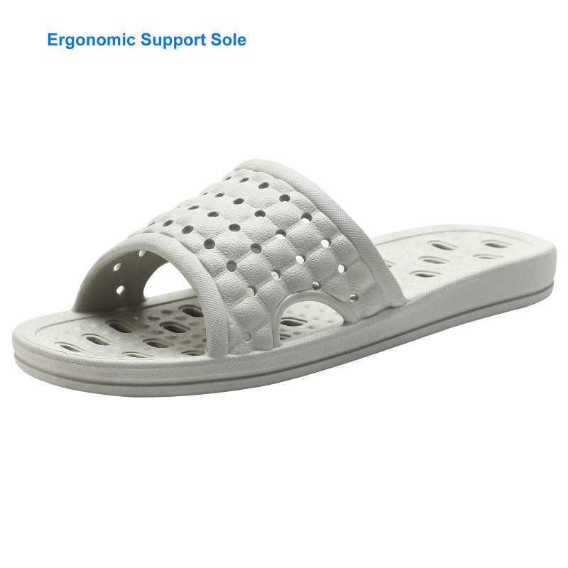 COZYAREA Shower Shoes Quick Dry Non-Slip Bathroom Slippers for Men Women Dorm Home Slides Grey Size 9.5-10 Women/8.5-9 Men - Image 4