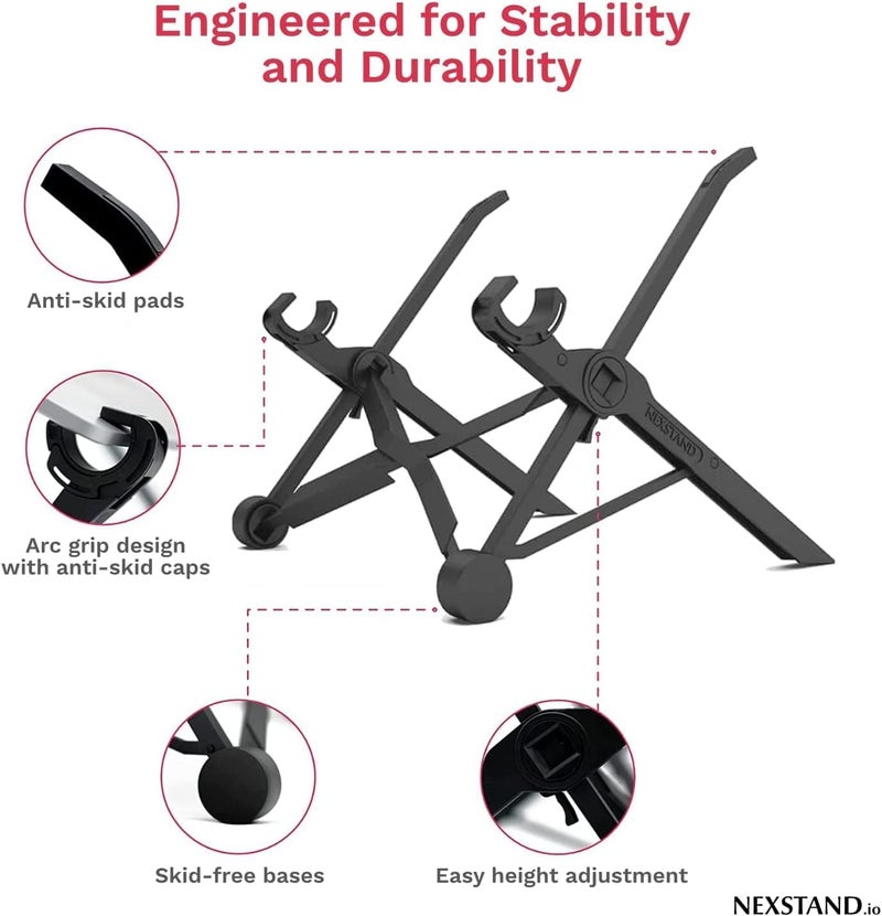 NEXSTAND K2 Laptop Stand for Desk, 8-Levels Adjustable Height Ergonomic Laptop Riser, Ventilated Computer Stand Holder Compatible with MacBook Air Pro, Dell, 10-17” Laptops - Image 3