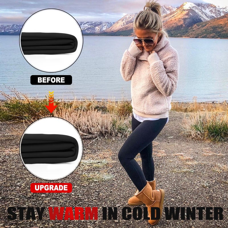 MOREFEEL 3 Pack Thermal Fleece Lined Leggings Women,High Waisted Tummy Control Warm Winter Yoga Workout Thick Pants Black/Black/Black - Image 4